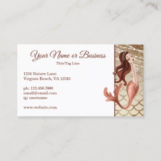 Beautiful Mermaid in Rose Gold Beach Business Card