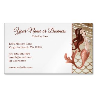 Beautiful Mermaid in Rose Gold Beach Business Card Magnet
