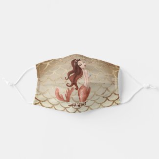 Beautiful Mermaid in Rose Gold Under the Sea Cloth Face Mask