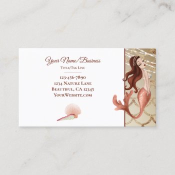 Beautiful Mermaid In Rose Gold With Seashells Business Card by TheBeachBum at Zazzle