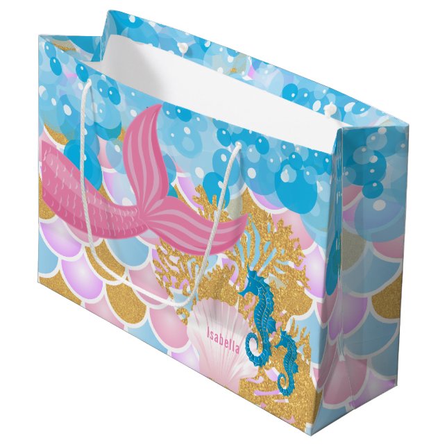 Beautiful Mermaid Large Gift Bag (Front Angled)