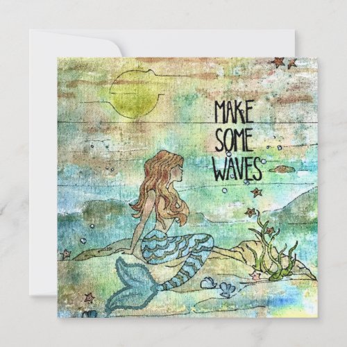 Beautiful Mermaid Make Some Waves Holiday Card