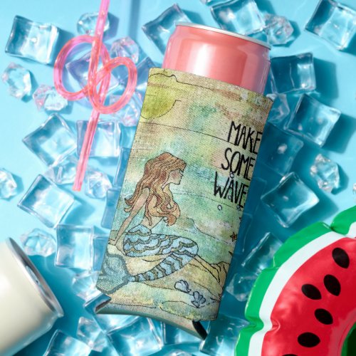 Beautiful Mermaid Make Some Waves Seltzer Can Cooler