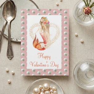 Beautiful Mermaid Pearl Valentine's Day Card