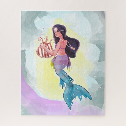 Beautiful mermaid playing a harp jigsaw puzzle