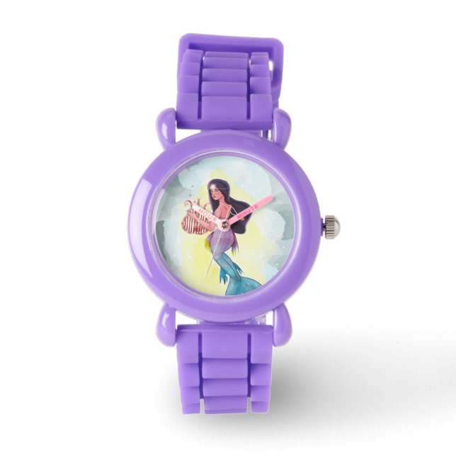 Beautiful mermaid playing a harp watch (Front)