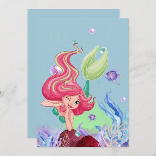 Beautiful mermaid princess personalizable  invitat invitation