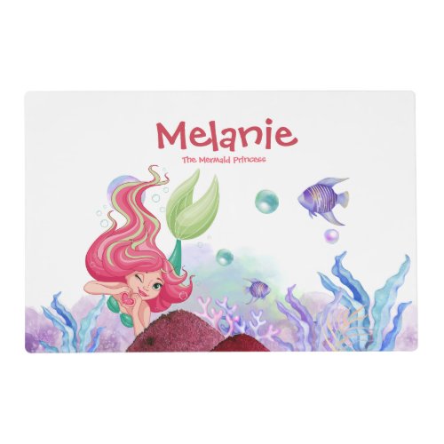 Beautiful mermaid princess personalizable paper pl placemat