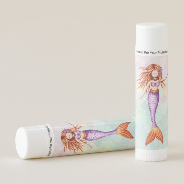 Beautiful Mermaid Purple Tail Pastel Scales Lip Balm (Front)