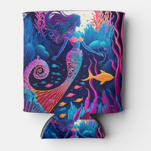 Beautiful Mermaid Sea Nymph Can Cooler