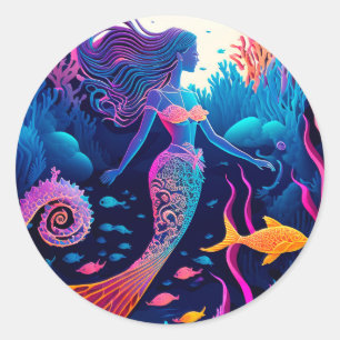 Beautiful Mermaid Sea Nymph Classic Round Sticker