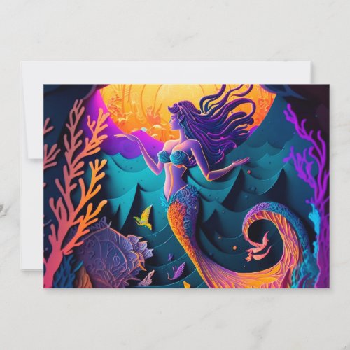Beautiful Mermaid Sea Nymph  Holiday Card