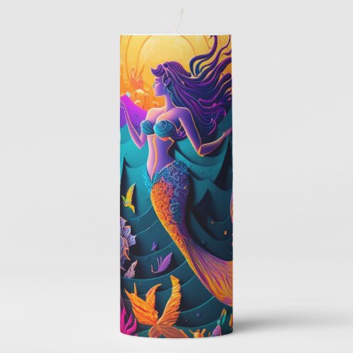 Beautiful Mermaid Sea Nymph  Pillar Candle