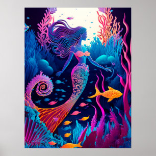Beautiful Mermaid Sea Nymph Poster