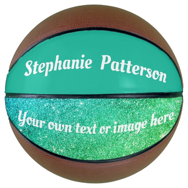 Beautiful Mermaid Teal Glitter Sparkling Custom Basketball (Front)
