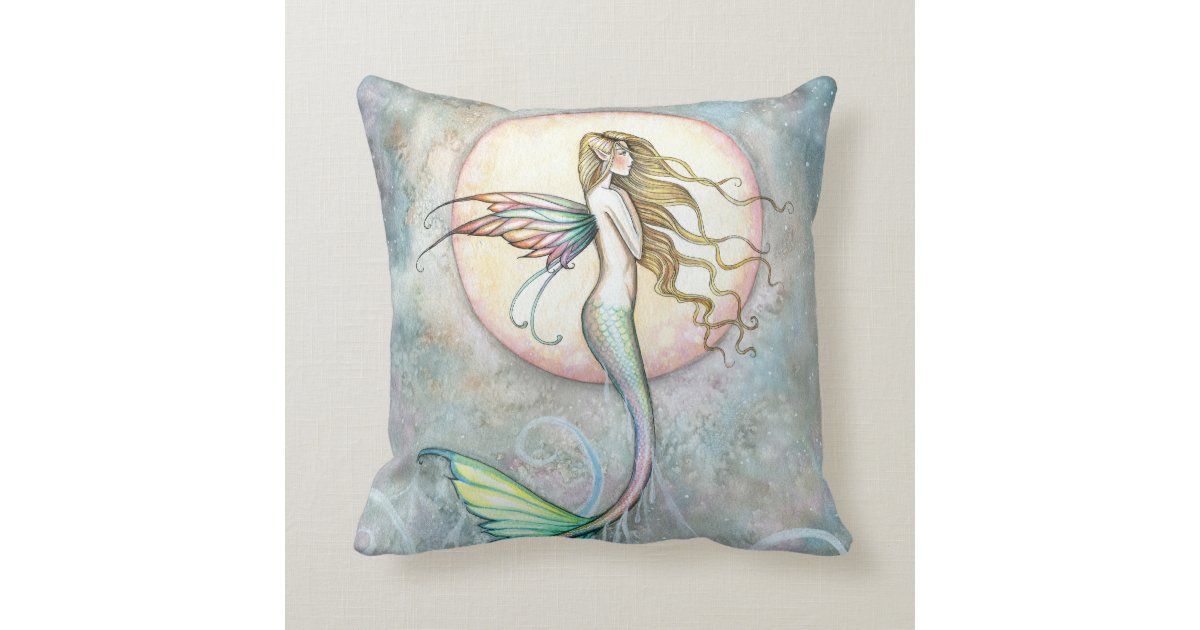 cat mermaid pillow