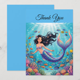 Beautiful Mermaid under the Sea   Personalize Thank You Card