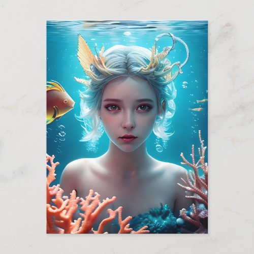 Beautiful Mermaid Under Water Postcard