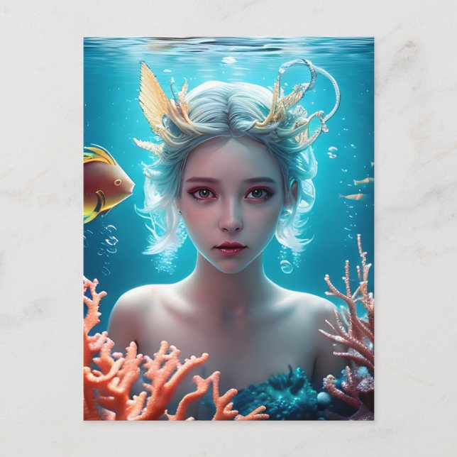 Beautiful Mermaid Under Water Postcard (Front)