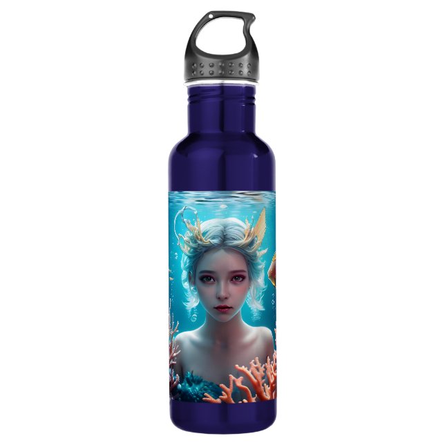 Beautiful Mermaid Under Water Stainless Steel Water Bottle (Front)