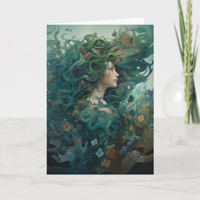 Beautiful Mermaid Whimsical painting Card (Front)