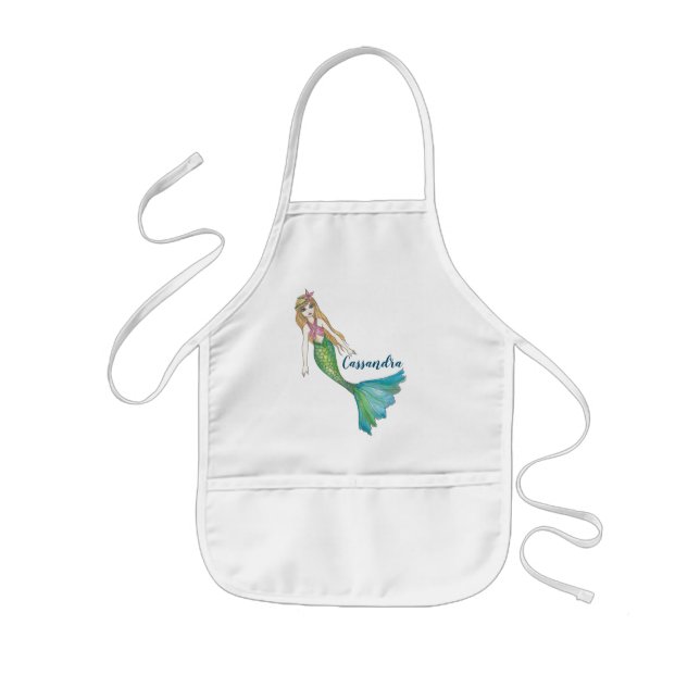 Beautiful Mermaid with Blonde Hair Kids' Apron (Front)