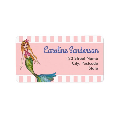 Beautiful Mermaid with Long Blonde Hair Label