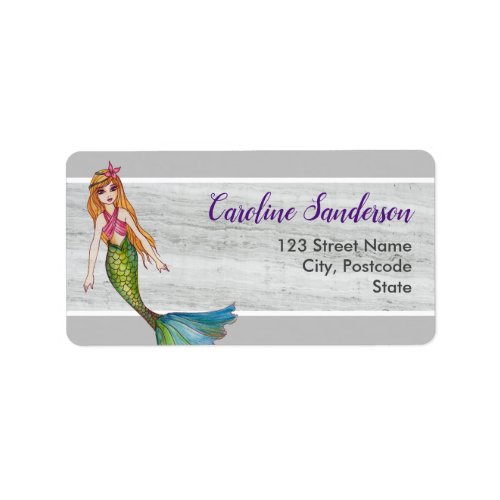 Beautiful Mermaid with Long Blonde Hair Label