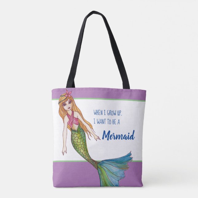 Beautiful Mermaid with Long Blonde Hair Tote Bag (Back)