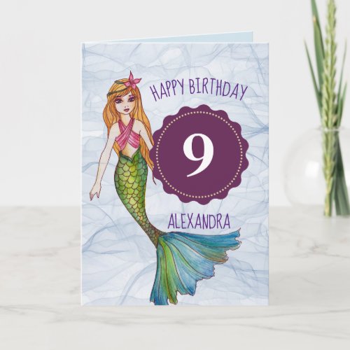 Beautiful Mermaid with Long Wavy Blonde Hair Card