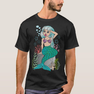 Beautiful Mermaid Women Girls Underwater Sea Swim T-Shirt