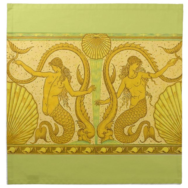 beautiful mermaids print cloth napkin (Front)