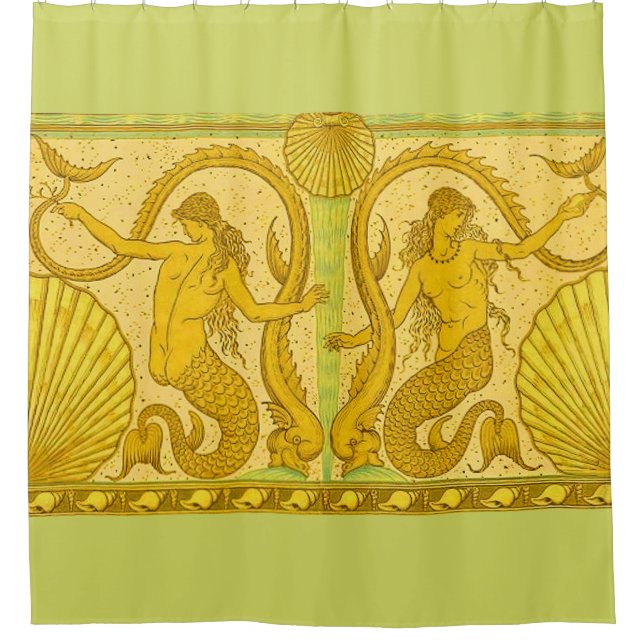 beautiful mermaids print shower curtain (Front)