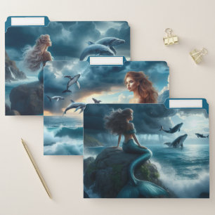 Beautiful Mermaids with Whales File Folder