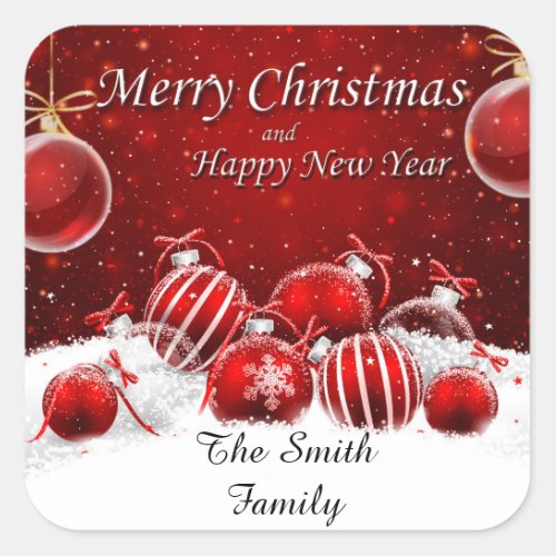 Beautiful Merry Christmas Square Sticker