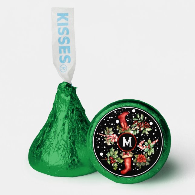 BEAUTIFUL MERRY CHRISTMAS, STOCKING, POINSETTIA, HERSHEY®'S KISSES® (Front)