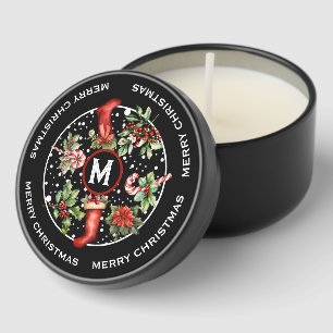 BEAUTIFUL MERRY CHRISTMAS, STOCKING, POINSETTIA, MINI CANDLE FAVORS