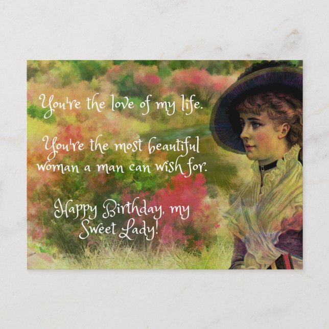 Beautiful Message Husband to Wife Happy Birthday Postcard (Front)