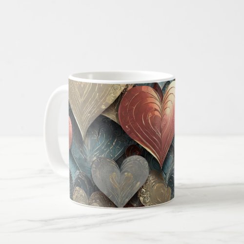 Beautiful metal hearts mug