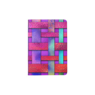 Beautiful Metallic Look Paint Weaved Pattern Chic Passport Holder