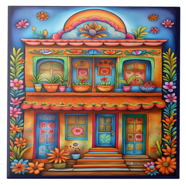 Beautiful Mexican Art Ceramic Tile (Front)