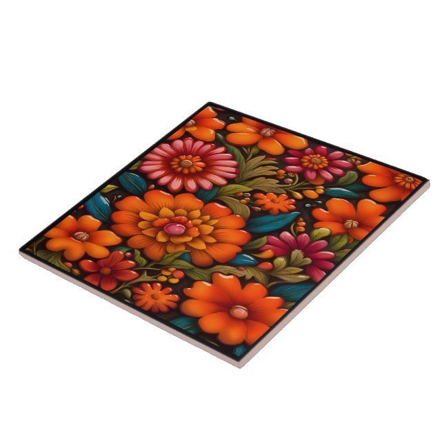 Beautiful Mexican Art Ceramic Tile (Side)