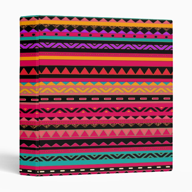 Beautiful Mexican Aztec Colorful Pattern Binder (Front/Spine)