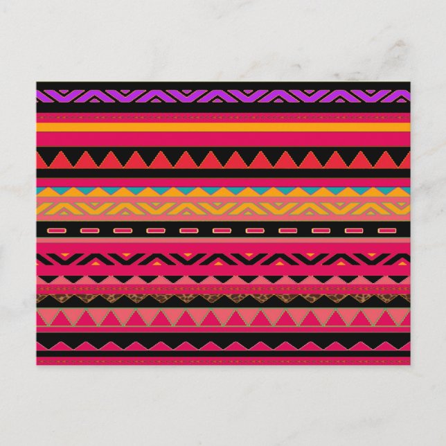 Beautiful Mexican Aztec Colorful Pattern Postcard (Front)