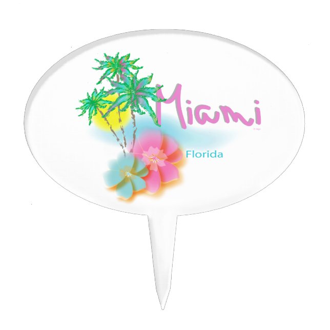 Beautiful Miami Florida Cake Topper (Front)