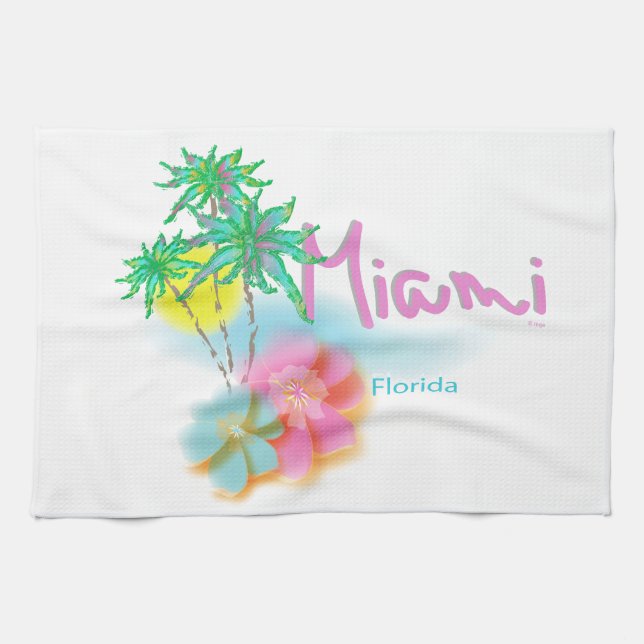 Beautiful Miami Florida Kitchen Towel (Horizontal)
