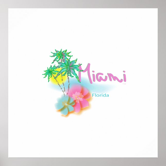 Beautiful Miami, Florida, Palms Poster (Front)