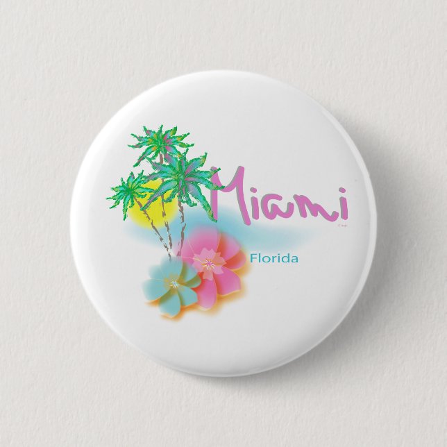 Beautiful Miami Florida Pinback Button (Front)