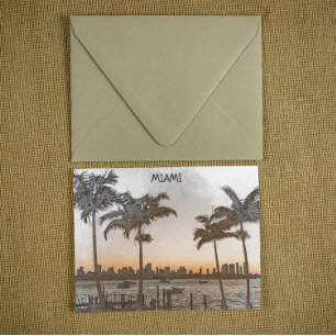 Beautiful Miami Florida Vintage Skyline Postcard