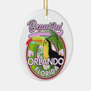 Beautiful Miami Orlando travel logo Ceramic Ornament